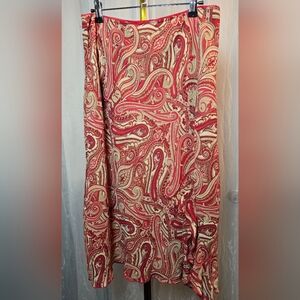 VINTAGE Y2K Low Rise Midi Skirt Paisley Ruffle Lined Size 13 90s